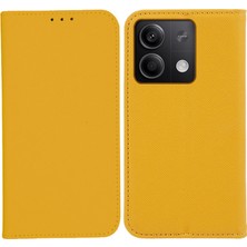 4U Sky Xiaomi Redmi Için Note 13 Pro 5g Kılıf Stand Toz Geçirmez Telefon Kapağı Çapraz Doku Pu Deri Kabuk-Sarı (Yurt Dışından)