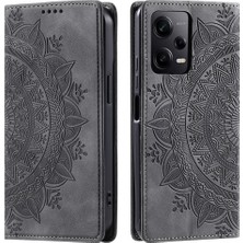 4U Sky Xiaomi Redmi Için Note 12 Pro 5g/poco X5 Pro 5g/redmi Note 12 Pro Hız 5g Kılıf Pu Pu Deri Basılı Cüzdan Stand Telefon Kapak-Grey (Yurt Dışından)