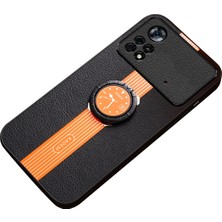 4U Sky Xiaomi Poco M4 Pro 4g Case Ring Kickstand Pu Deri+Tpu+Akrilik Telefon Kapak-Yay (Yurt Dışından)