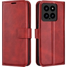 4U Sky Xiaomi Için 14 Case Balf Doku Pu Deri Deri Flip Telefon Cüzdan Kapak-Kırmızı (Yurt Dışından)