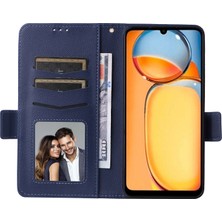 4U Sky Xiaomi Için Poco C65 4g/redmi 13C Kapak Pu Deri Cüzdan Cep Telefonu Kılıf Strap-Dark Mavi (Yurt Dışından)