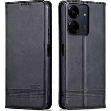 4U Sky Xiaomi Poco C65 4g/redmı 13C Deri Kılıf Cüzdanı Manyetik Telefon Kapak Black (Yurt Dışından)