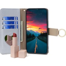 4U Sky Xiaomi Için 14 Case Litchi Doku Crossbody Stand Cüzdan Telefon Koruyucusu Mavi (Yurt Dışından)