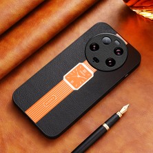 4U Sky Xiaomi 13 Ultra Case Pu Deri+Tpu+Akrilik Cep Telefonu Geri Kapak-Orange (Yurt Dışından)