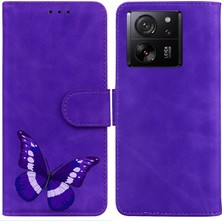 4U Sky Xiaomi Için Redmi K60 ULTRA/13T/13T Pro Case Pu Deri Kelebek Baskı Standı Telefon Kapak Morası (Yurt Dışından)