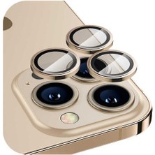 Sunix Iphone 13 Pro / 13 Pro Max Ile Uyumlu Darbeye Dayanıklı Safir Kamera Lens Koruyucu Gold