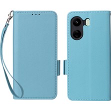 4U Sky Xiaomi Için Poco C65 4g/redmi 13C Kapak Pu Deri Cüzdan Cep Telefonu Kılıf Strap-Baby Mavi (Yurt Dışından)