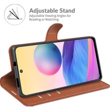 4U Sky Cüzdan Tasarım Folio Flip Litchi Doku Deri Telefon Kılıfı Xiaomi Redmi Stand 10 5g/poco M3 Pro 5g/4g-Brown (Yurt Dışından)