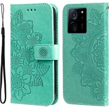 4U Sky Xiaomi Için Redmi K60 ULTRA/13T/13T Pro Case Çiçek Basılı Pu Deri Telefon Koruyucu Cüzdan Kabuk Yeşil (Yurt Dışından)