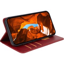 4U Sky Xiaomi Poco X6 Pro 5g Çizgi Anti-Çizelge Telefon Kılıfı Manyetik Pu Deri Stand Cüzdan Kapak-Kırmızısı (Yurt Dışından)