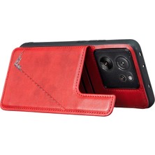 4U Sky Xiaomi 13T/13T Pro/redmi K60 Ultra Case Retro Kickstand Pu Deri+Tpu Telefon Kapak-Kırmızı (Yurt Dışından)