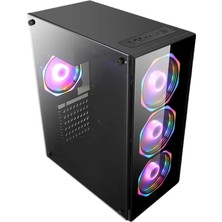 Glass Atx Temperli Mid Tower Cam Panel 3 Rgb Fanlı Gaming Boş Bilgisayar Kasası