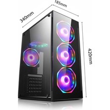 Glass Atx Temperli Mid Tower Cam Panel 3 Rgb Fanlı Gaming Boş Bilgisayar Kasası