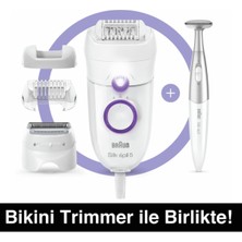 Braun Silk-épil 5 5825 3'ü 1 Arada Kablolu Kuru Kullanım Epilatör Taşıma Çantası, 3 Ek Ataşman + Bikini Trimmer