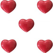 Eym 5 Adet Tomurcuk Porselen Çocuk Odası Kırmızı Kalp Düğme Mobilya Kulp