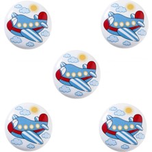 Eym 5 Adet Porselen Düğme Uçak Çocuk Odası Mobilya Dolap Kulp