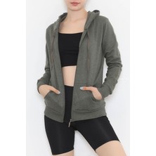 Smond Store Kapşonlu Fermuarlı Sweat Haki - 11866.108.