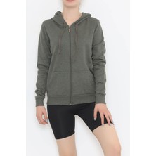 Smond Store Kapşonlu Fermuarlı Sweat Haki - 11866.108.