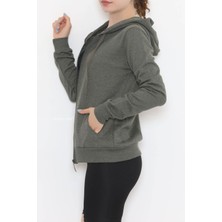 Smond Store Kapşonlu Fermuarlı Sweat Haki - 11866.108.