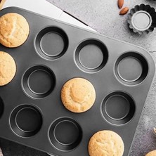 Archive ve 12 Delikli Yapışmaz Yuvarlak Cupcake Kalıp Tava Muffin Tepsisi Karbon Çelik Fırın Tepsisi Puding Bakeware Bisküvi Tavası B, (Yurt Dışından)