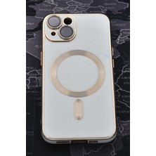 NOVKA Phone Accessories  iPhone 14 Uyumlu Magsafe Özellikli Lens Korumalı Renkli Kılıf Krem