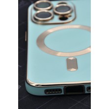 NOVKA Phone Accessories  iPhone 14 Pro Uyumlu Magsafe Özellikli Lens Korumalı Lazerli Renkli Kılıf Mint Yeşili