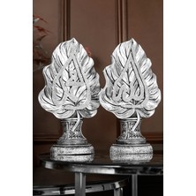 Hac Umre Hediyelik Ikili Biblo Seti Hediye Lüks Obje Dekoratif Yaprak Allah Muhammed Süs