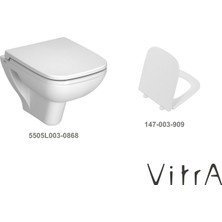 Vitra S20 Asma Klozet 5505L003-0868, S20 Soft Yavaş Kapanır Kapak 147-003-909