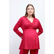 Effortt Vişne Hamile Lohusa Pijama Takımı