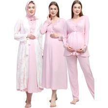 Effortt Pembe Tesettürlü Hamile Lohusa Set