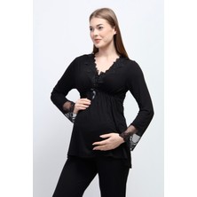 Effortt Siyah Hamile Lohusa Pijama Takımı