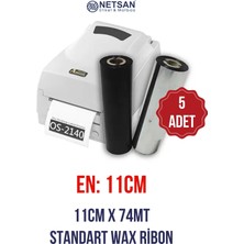 Netsan Etiket 11 cm x 74 mt 5 Adet Standart Wax Ribon