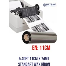 Netsan Etiket 11 cm x 74 mt 5 Adet Standart Wax Ribon