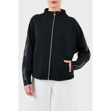 Ea7 Logo Bantlı Fermuarlı Dik Yaka Cepli Regular Fit Sweat Bayan Sweat 3DTM24 Tjdcz 1200