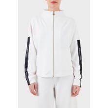 Ea7 Logo Bantlı Fermuarlı Dik Yaka Cepli Regular Fit Sweat Bayan Sweat 3DTM24 Tjdcz 1100