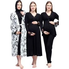 Effortt Siyah Tesettürlü Hamile Lohusa Set