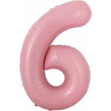 Organizasyon Pazarı 34 inç 6 Açık Pembe Renk Rakam Folyo Balon