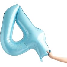 Organizasyon Pazarı 34 inç 4 Açık Mavi Renk Rakam Folyo Balon