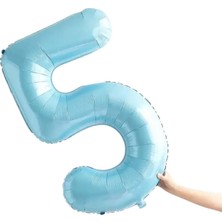 Organizasyon Pazarı 34 inç 5 Açık Mavi Renk Rakam Folyo Balon
