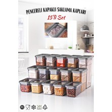 Nandy Home 15'li Pencere Kapaklı Saklama Kabı Seti - 5 x 1,58/1,1/0,58 Lt- Antrasi?t