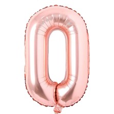 Organizasyon Pazarı 34 inç 0 Rose Gold Renk Rakam Folyo Balon
