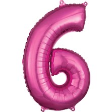 Organizasyon Pazarı 34 inç 6 Pembe Renk Rakam Folyo Balon