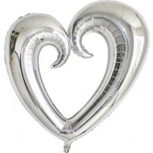 Organizasyon Pazarı Ortası Boş Gümüş Kalp Folyo Balon 90 Cm