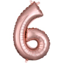 Organizasyon Pazarı 34 inç 6 Rose Gold Renk Rakam Folyo Balon