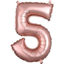 Organizasyon Pazarı 34 inç 5 Rose Gold Renk Rakam Folyo Balon