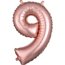 Organizasyon Pazarı 34 inç 9 Rose Gold Renk Rakam Folyo Balon