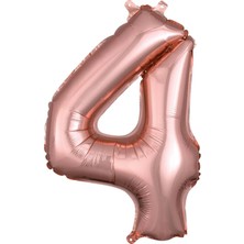 Organizasyon Pazarı 34 inç 4 Rose Gold Renk Rakam Folyo Balon