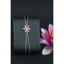 Parmas Design Pembe Lotus 925 Ayar Gümüş Kadın Ayarlanabilir Bileklik