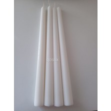 Qosrix 4'lü Beyaz Şamdan Mumu 1. Kalite Doğal Kokulu Uzun Çubuk Konik Mum