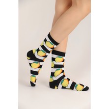 Socks And More Sarı Renkli Karışık Desenli 6'lı Çorap Kutusu Unisex Renkli Soket Kolej Çorap